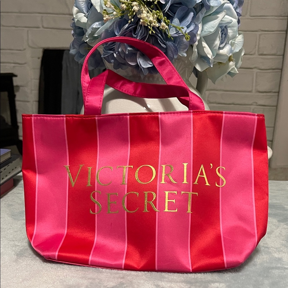 Victoria's Secret Pink and Red Striped Tote